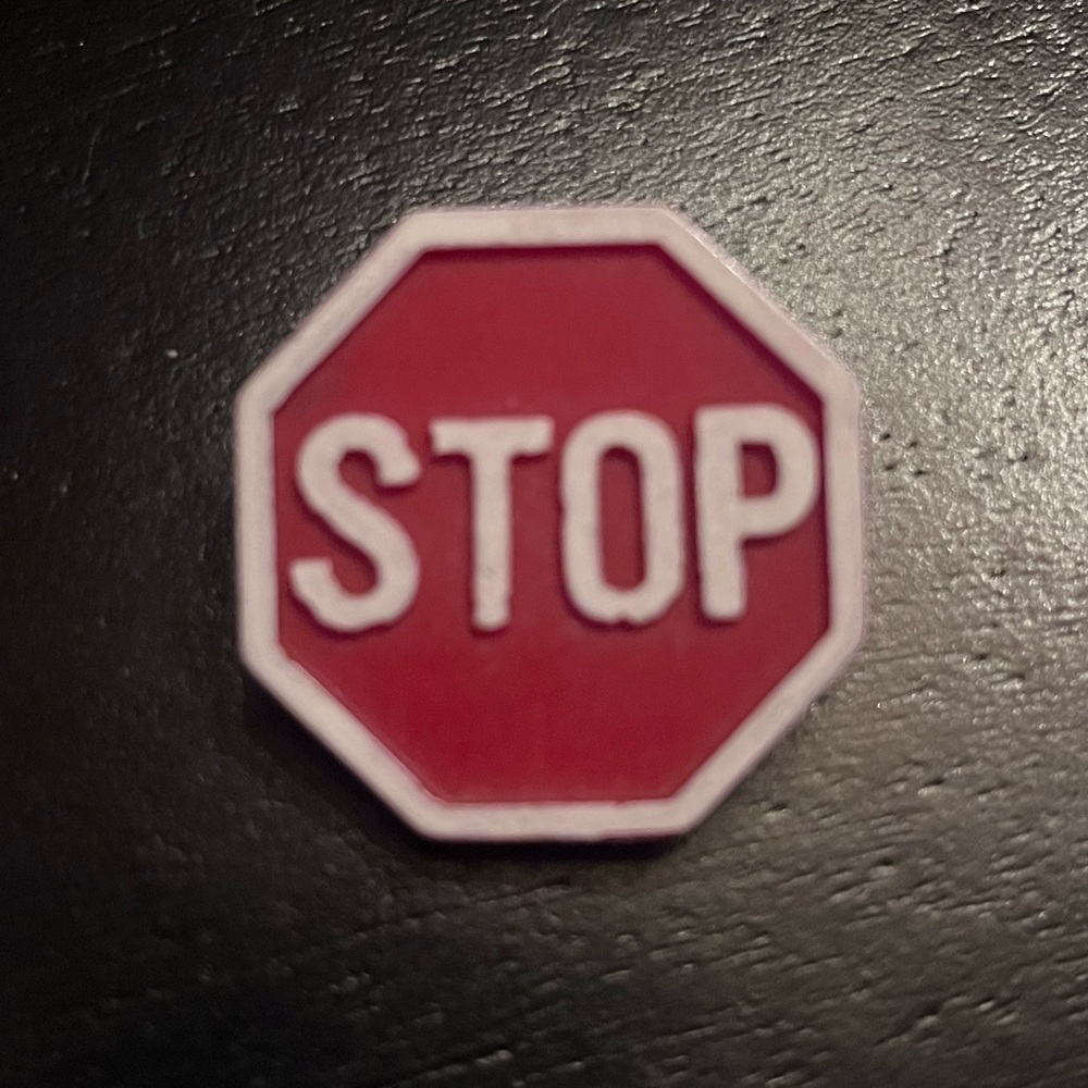 Vintage Plastic Red Stop Sign Pin